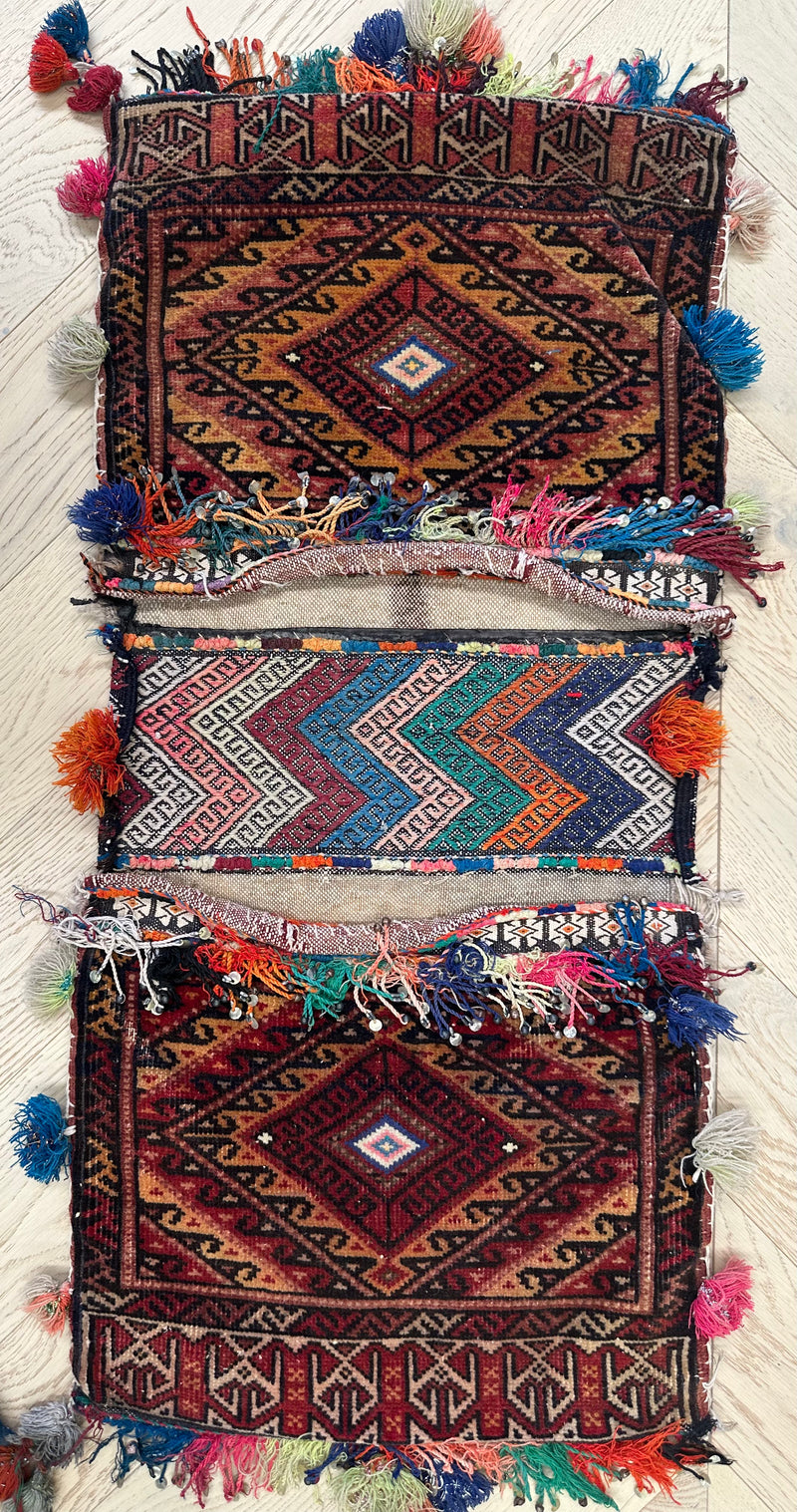 Handmade Afghan tribal Saddle bag/Cushion.Size 88x40 cm
