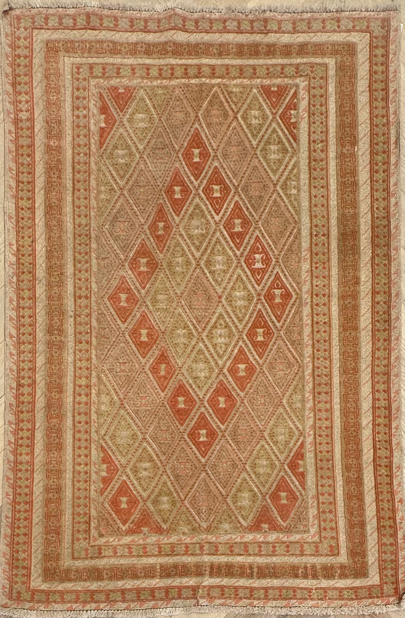 HANDMADE AFGHAN MUSHWANI KILIM | 193x135 CM| - SamaRugs