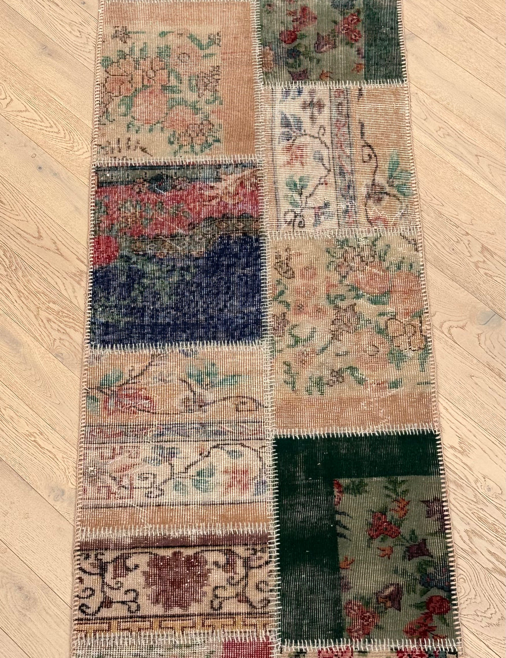 Handmade patchwork vintage Turkish rug- runner 300x80cm