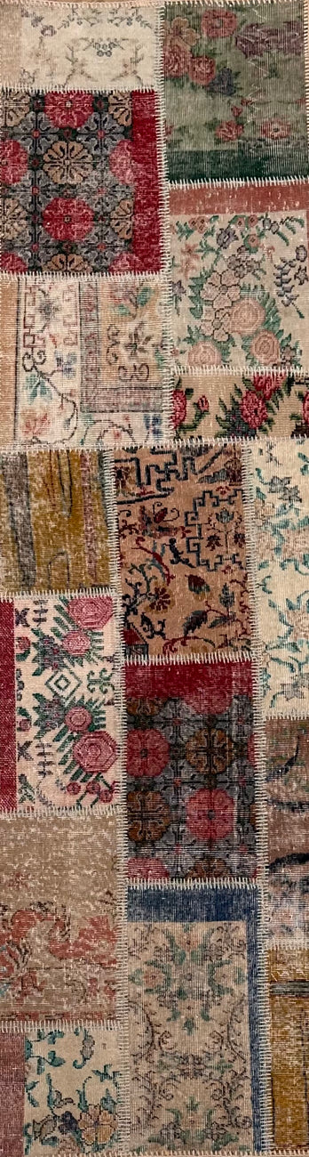 Handmade patchwork vintage Turkish rug- runner 300x81 cm