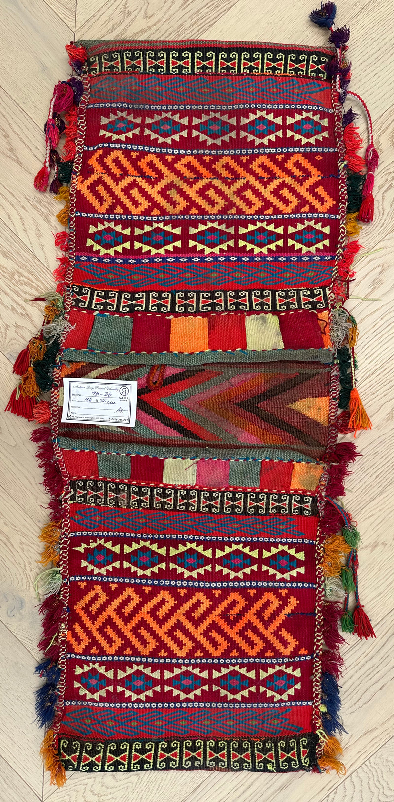Handmade Afghan tribal Saddle bag/Cushion.Size 98 x 36 cm - SamaRugs