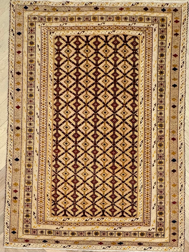 HANDMADE AFGHAN MUSHWANI KILIM | 195x145 CM| - SamaRugs