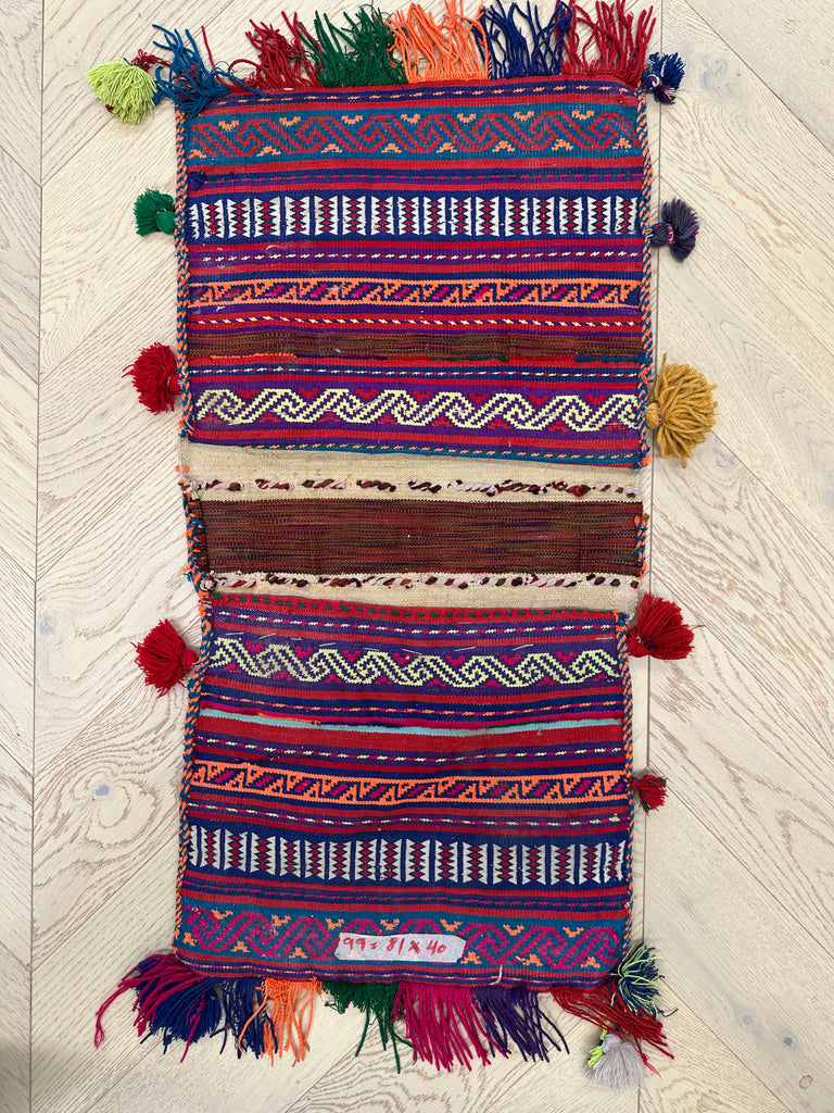 Handmade Afghan tribal Saddle bag/Cushion.Size 81x40 cm