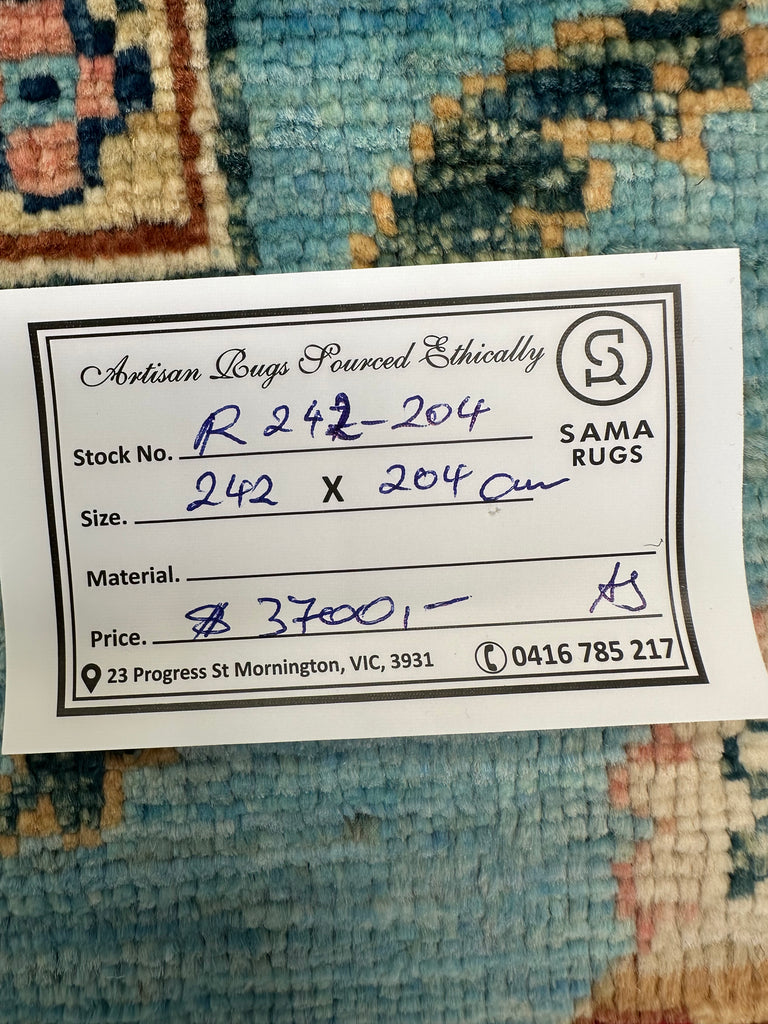 Afghan handmade rug,Chobi. Size:242x204cm