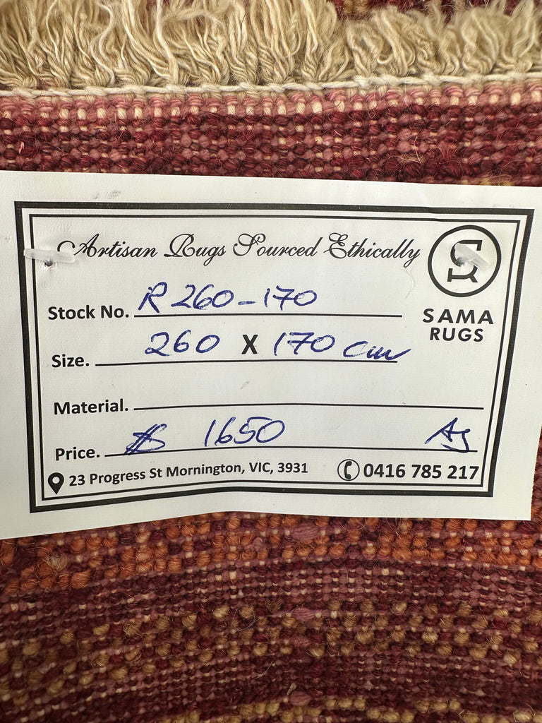 HANDMADE AFGHAN MUSHWANI KILIM | 260x170 CM |