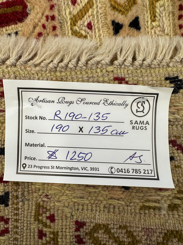 HANDMADE AFGHAN MUSHWANI KILIM | 190x135 CM| - SamaRugs