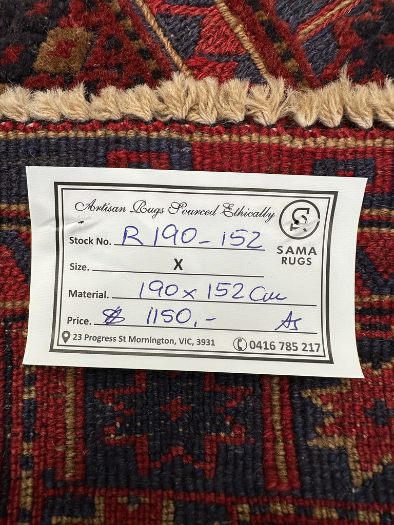 HANDMADE AFGHAN MUSHWANI KILIM | 190x152 CM|