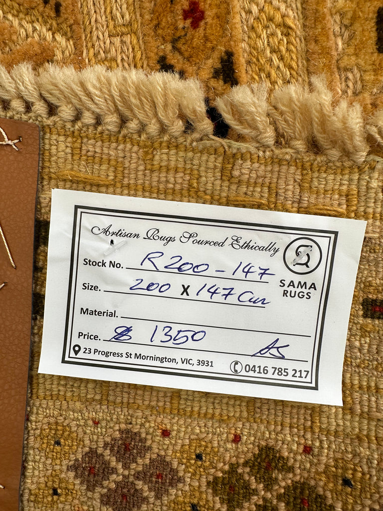 HANDMADE AFGHAN MUSHWANI KILIM | 200x147 CM| - SamaRugs