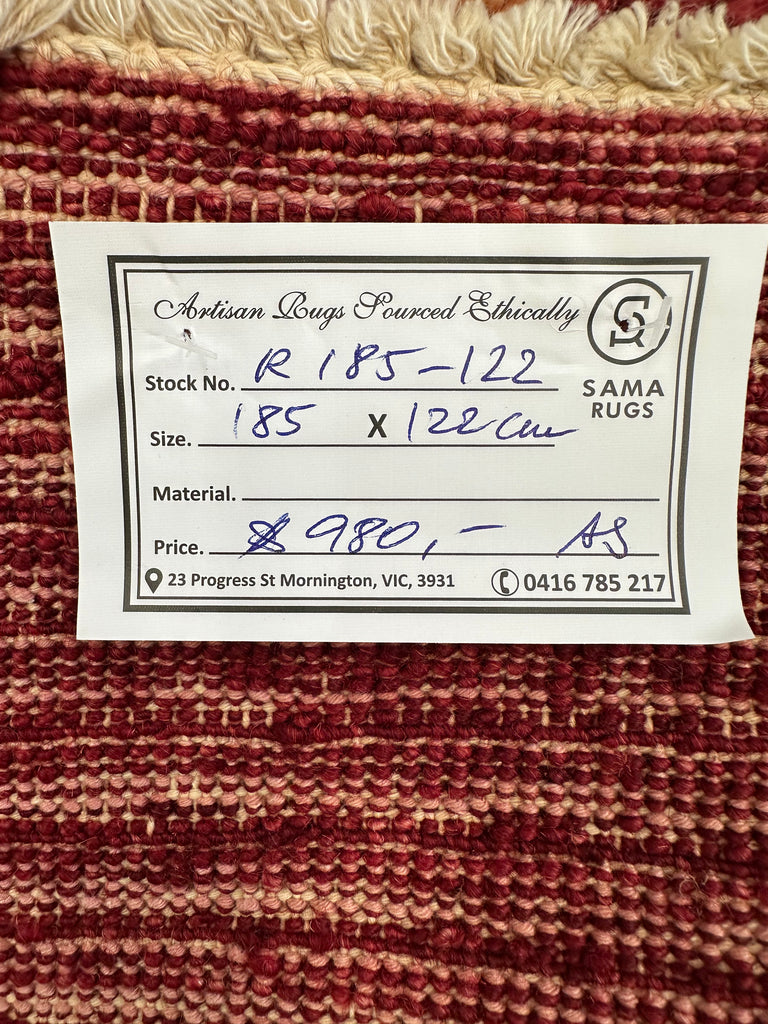 HANDMADE AFGHAN MUSHWANI KILIM | 185x122 CM| - SamaRugs
