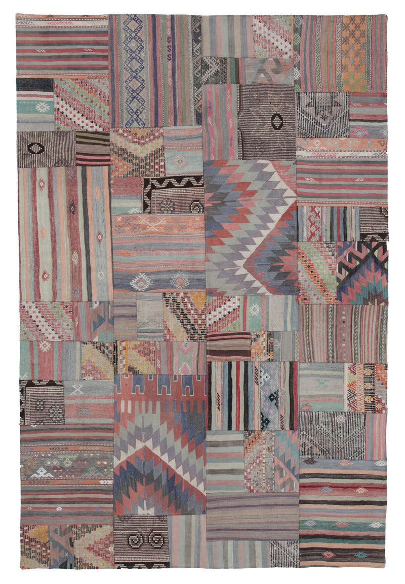 Handwoven Kilim Patchwork 2.03 x 3.02