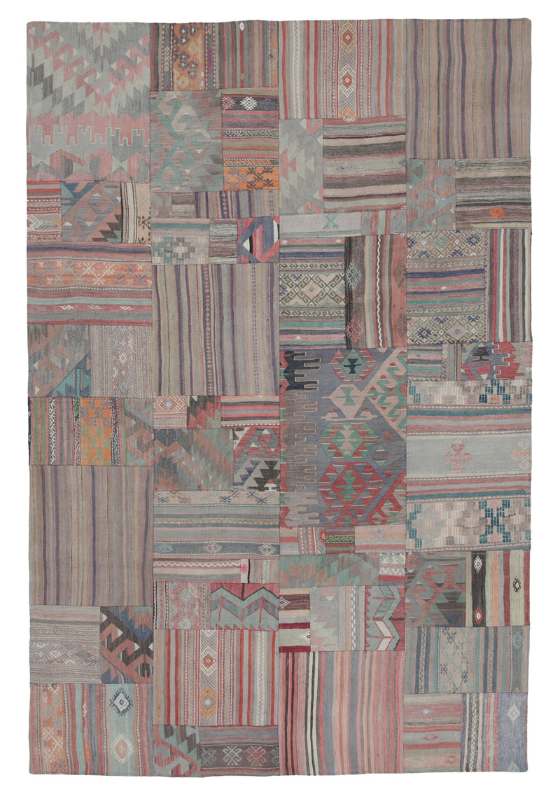 Handwoven Kilim Patchwork 2.02 x 3.02