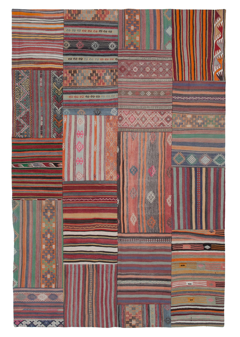 Handwoven Kilim Patchwork 2.03 x 3.01