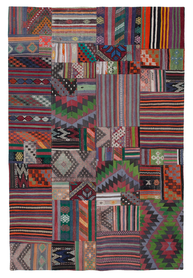 Handwoven Kilim Patchwork 2.02 x 3.01