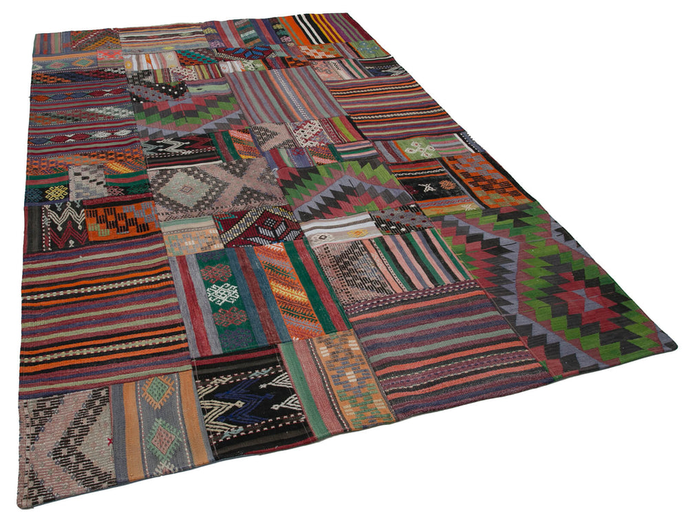 Handwoven Kilim Patchwork 2.02 x 3.01