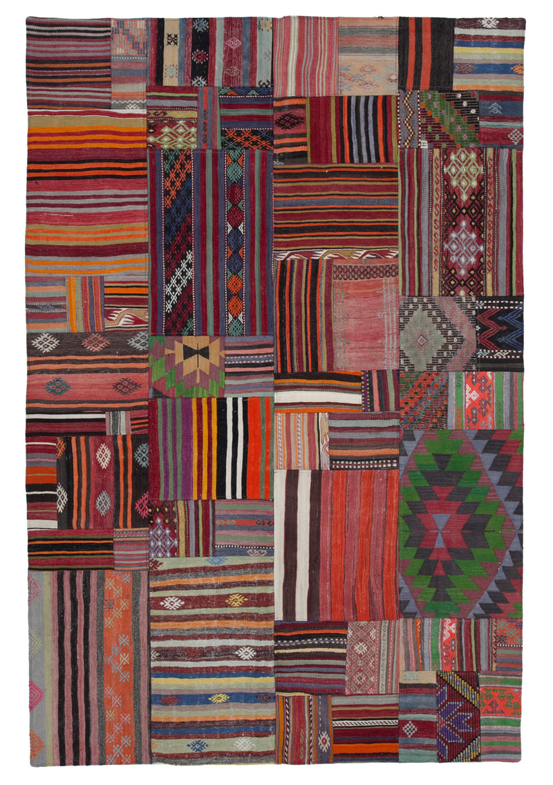 Handwoven Kilim Patchwork 2.03 x 3.01