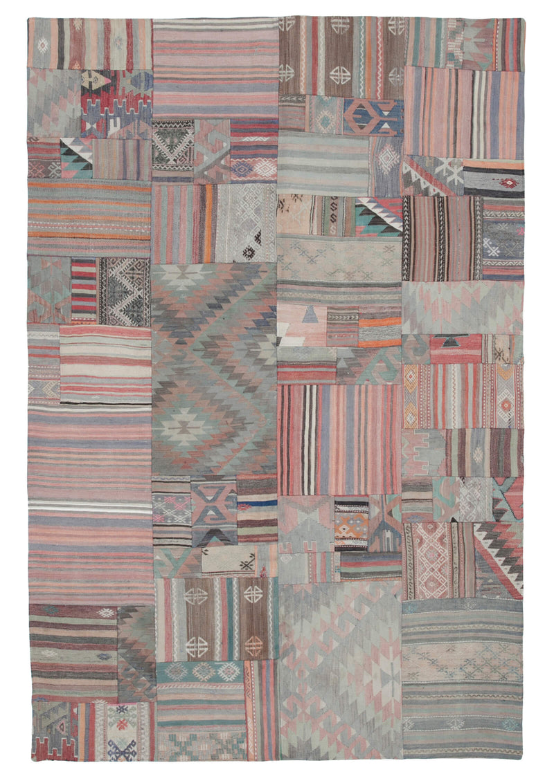 Handwoven Kilim Patchwork 2.02 x 3.01