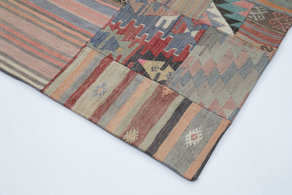 Handwoven Kilim Patchwork 2.02 x 3.01