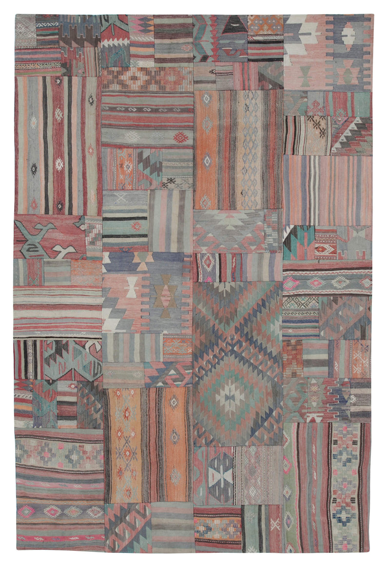 Handwoven Kilim Patchwork 2.02 x 3.01