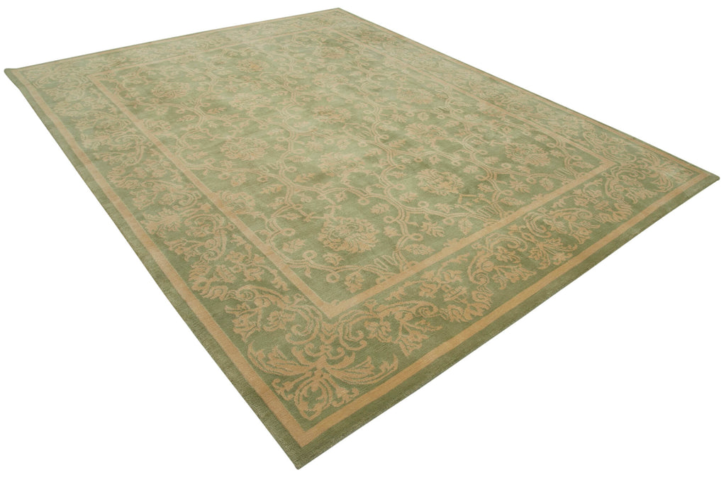 Handmade Oushak Rug 250x310cm - Green and Beige Elegance