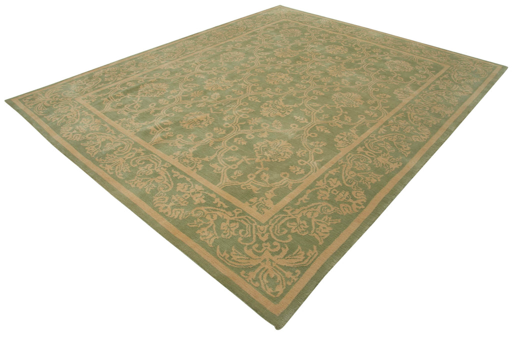 Handmade Oushak Rug 250x310cm - Green and Beige Elegance