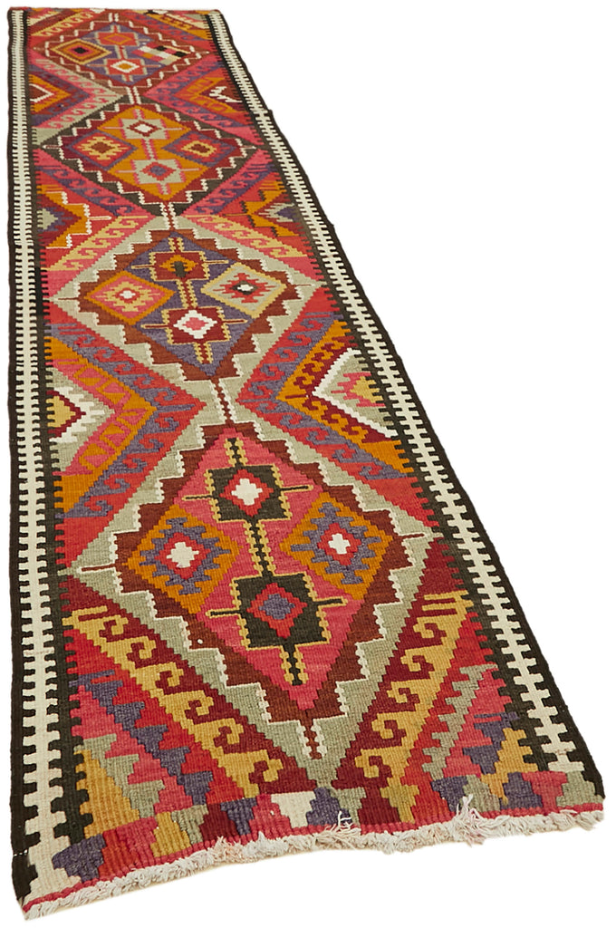 Vintage Heriki Kilim Runner - Artisan Refinished 90x383cm detail image 2 at Sama Rugs