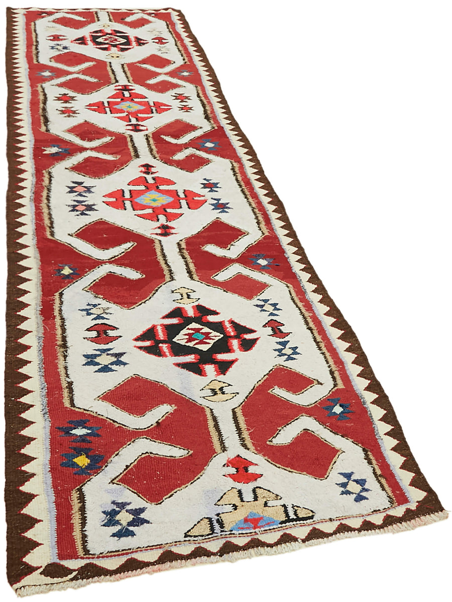 Vintage Heriki Kilim Runner - Heritage Trail 96x332cm
