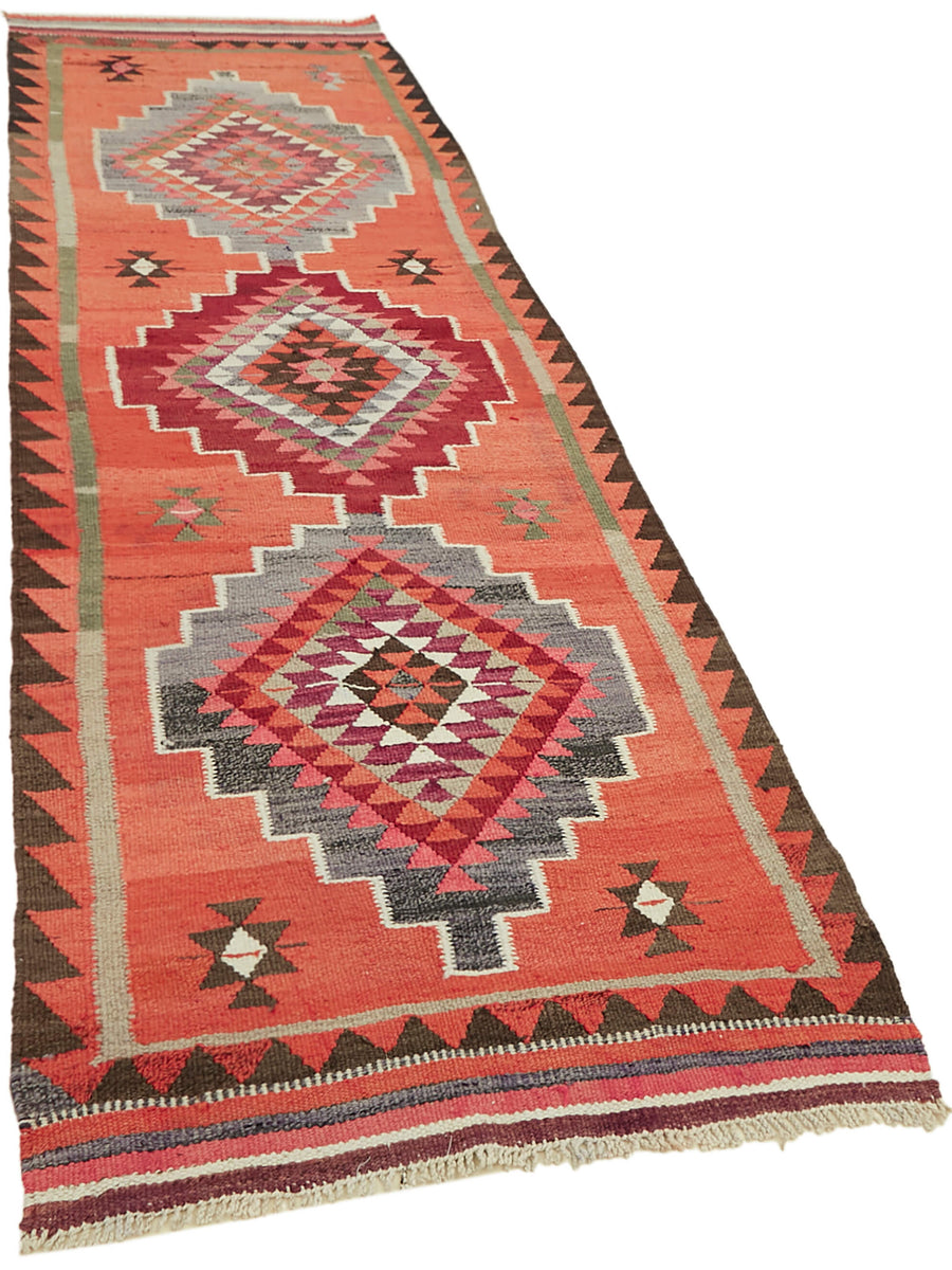 Vintage Heriki Kilim Runner - Collected Corridor 98x313cm