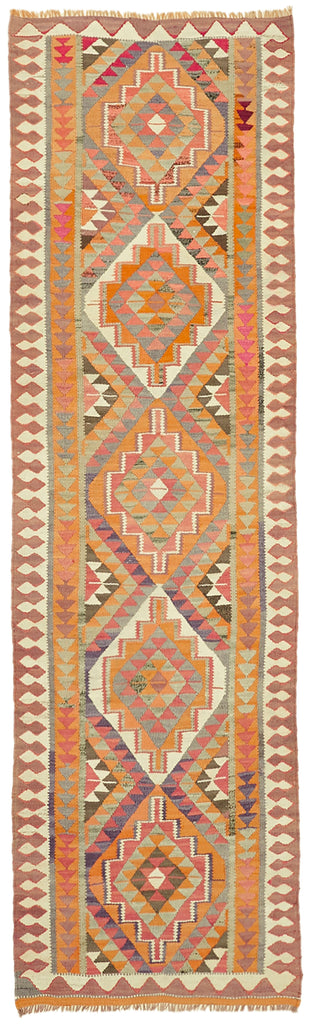 Vintage Heriki Kilim Runner - Worldly Runner 107x342cm at Sama Rugs