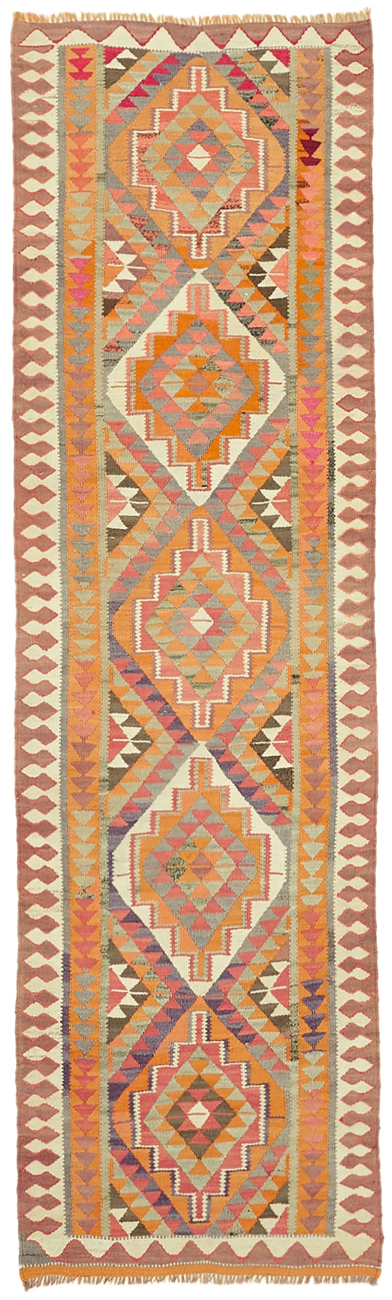 Vintage Heriki Kilim Runner - Worldly Runner 107x342cm at Sama Rugs