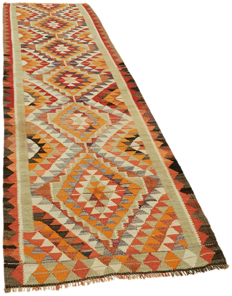Vintage Heriki Kilim Runner - Worldly Runner 98x320cm detail image 2 at Sama Rugs
