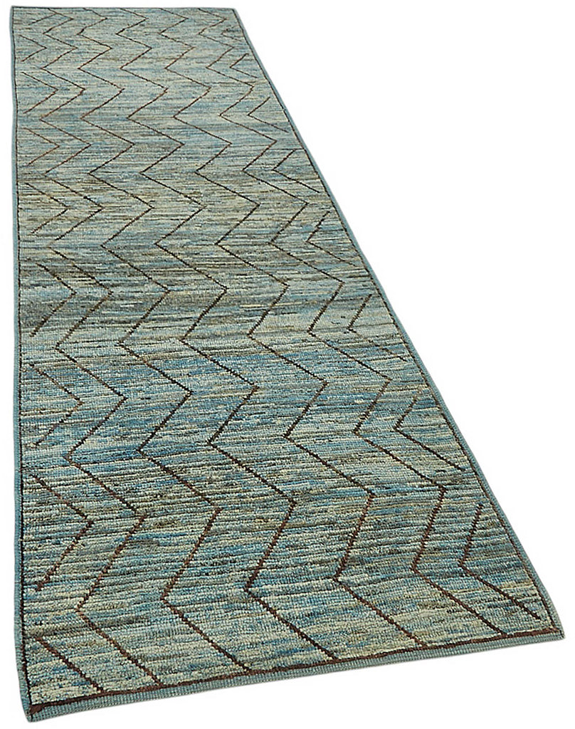 Blue Tribal Runner Rug – 0.89 x 3.33