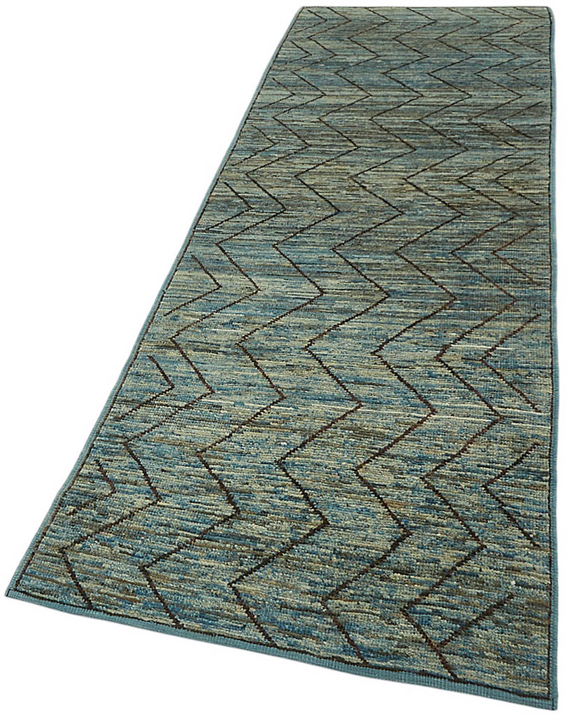 Blue Tribal Runner Rug – 0.89 x 3.33