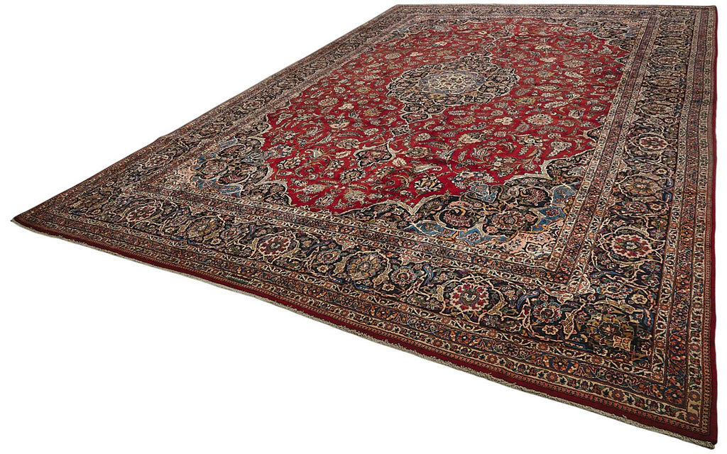 Persian Antique Rug 3.70 x 5.57 - Red - SamaRugs