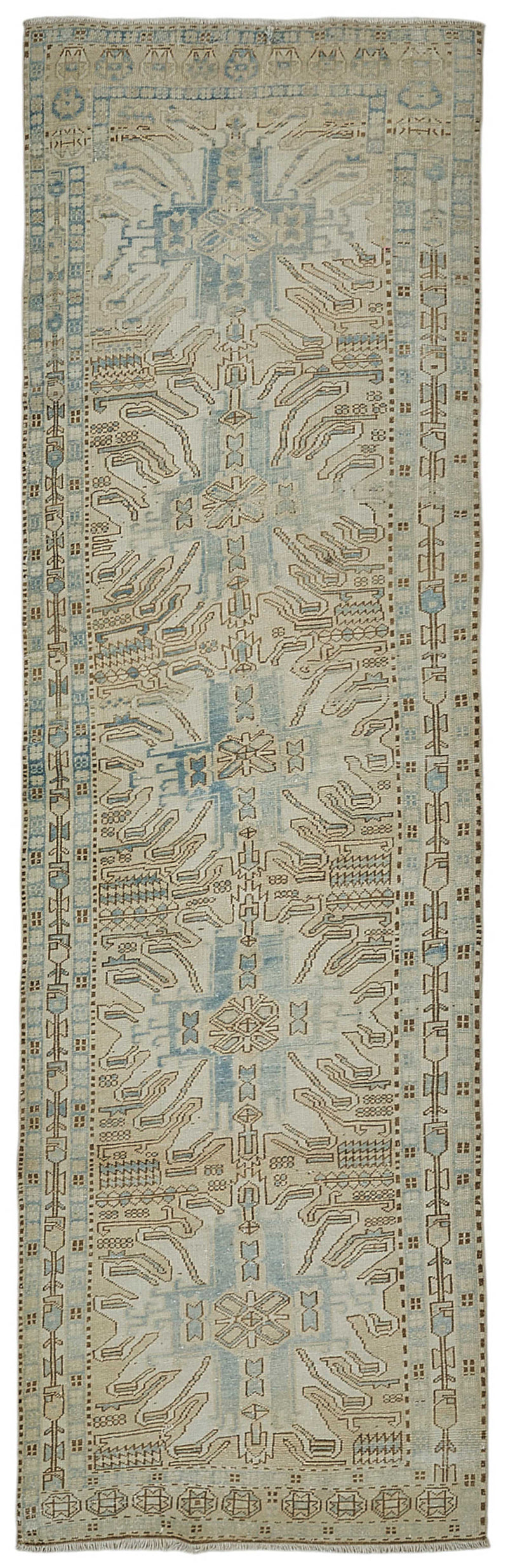 Persian Antique Rug 1.00 x 3.23 - Beige - SamaRugs