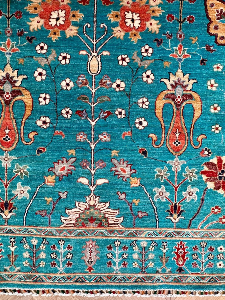 Afghan Sultani Chobi Hand-Knotted Rug – Turquoise