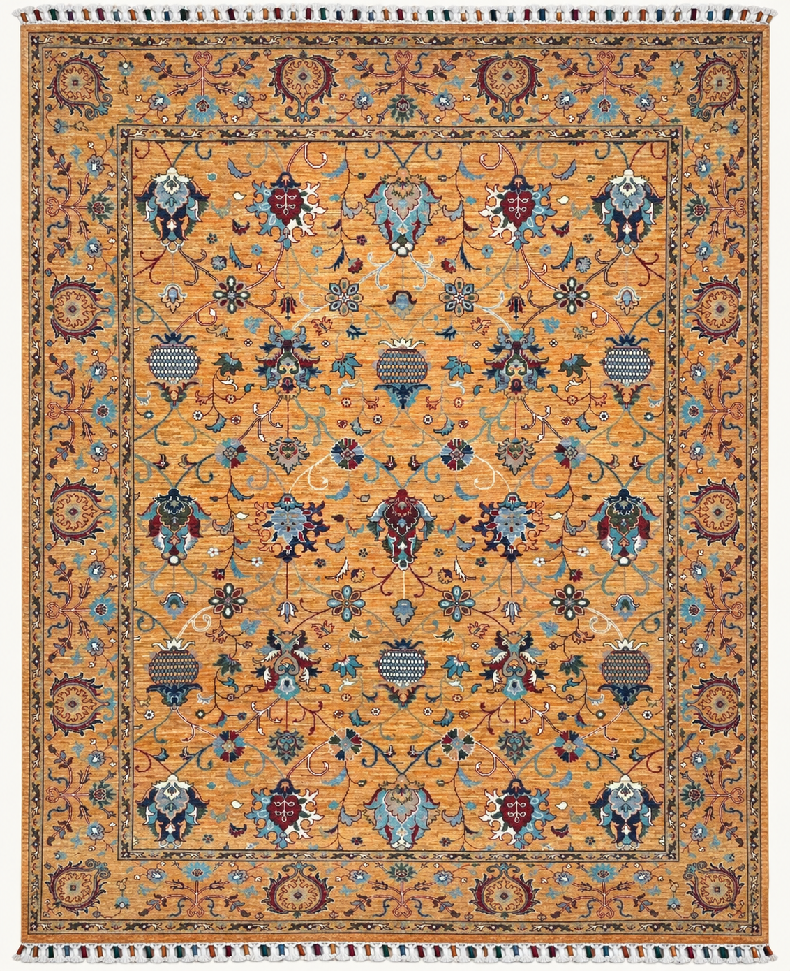 Afghan Sultani Chobi Hand-Knotted Rug – Golden Ochre
