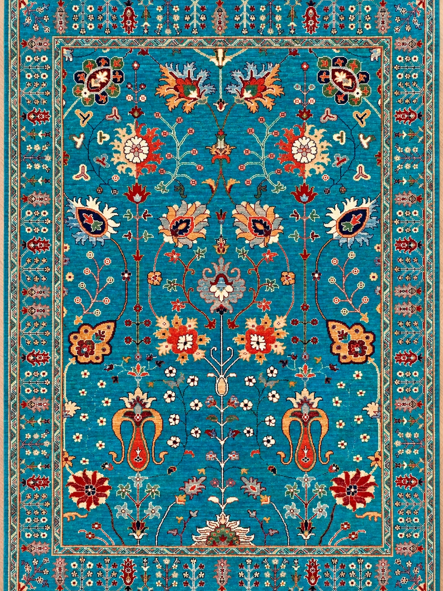Afghan Sultani Chobi Hand-Knotted Rug – Turquoise