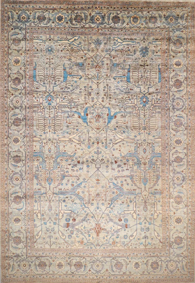 Bidjar Ivory Area Rug, Afghan Natural Wool dyes Color 307x435cm