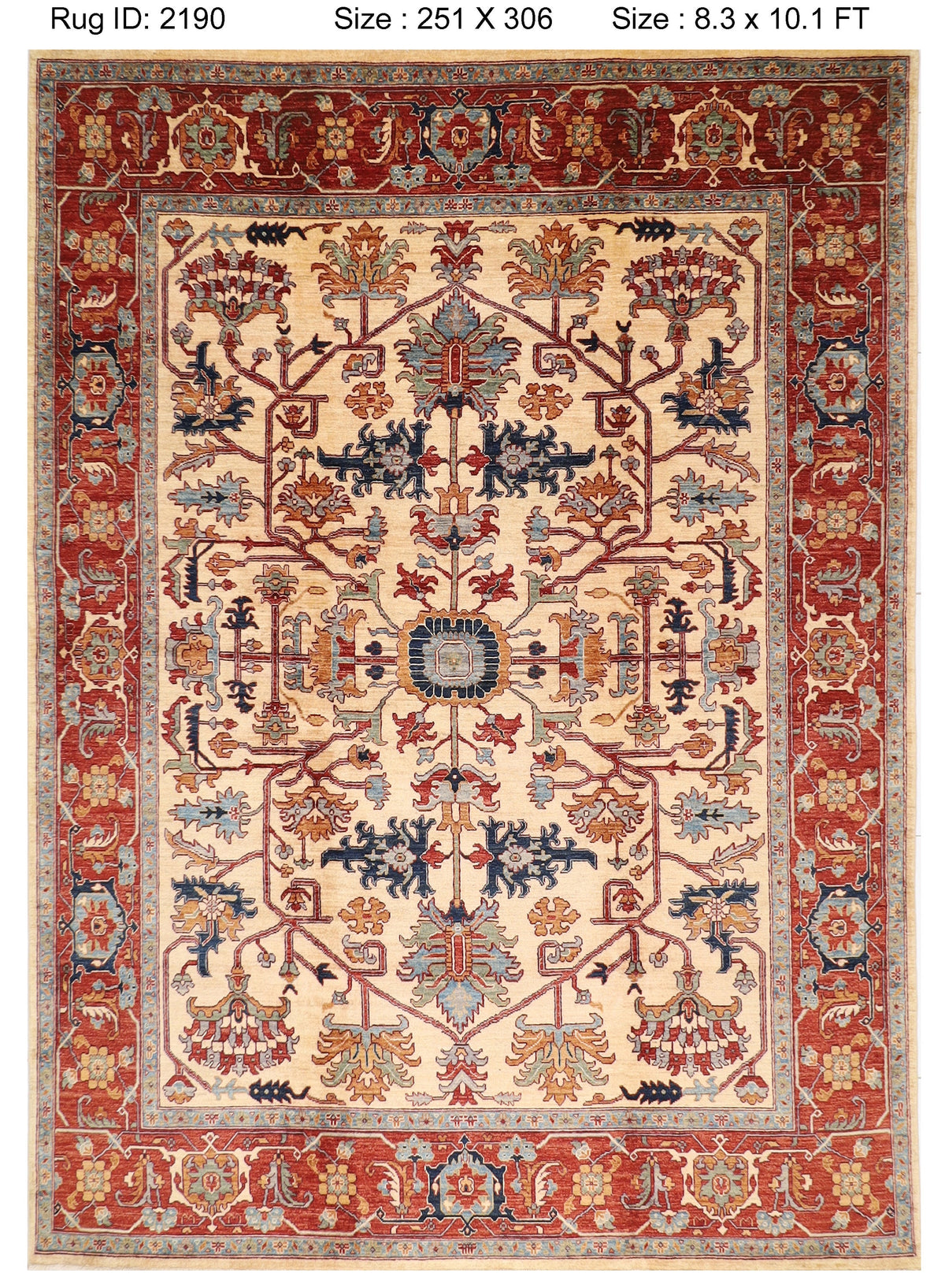 Bidjar Persian Style Area Hand knotted Rug, Kitchen Rug 251 x 306 cm