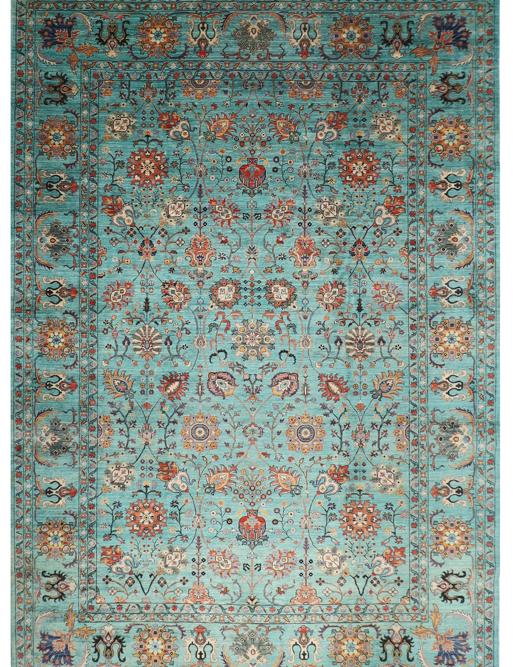 Bidjar Turquoise Area Rug, 3.1x4.2m Oriental Afghan Hand knotted Natural Dye Wool Rug