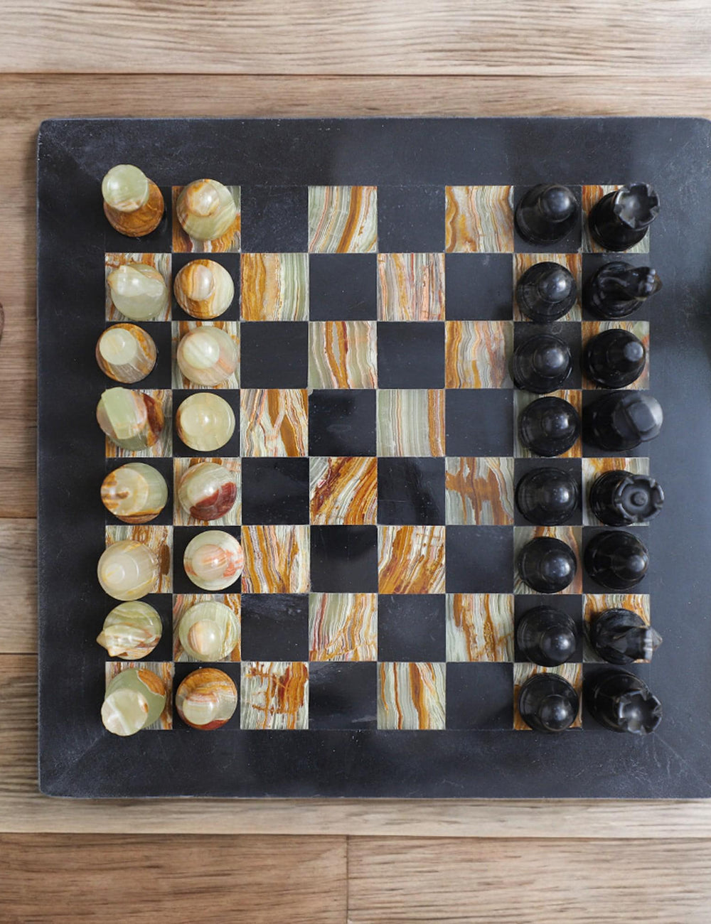 Marble chess board | Luxury Marble chess sets | Black & Onyx Green | Christmas gifts |Gift for her