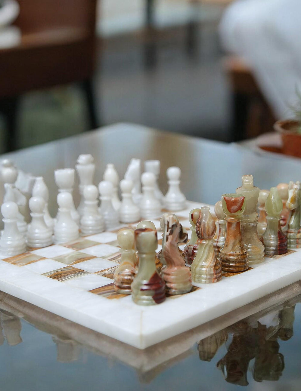 Marble chess sets | Luxury chess board | Christmas gifts for him | White & Green |  Luxury gifts for her | Perfect board game | Home decor