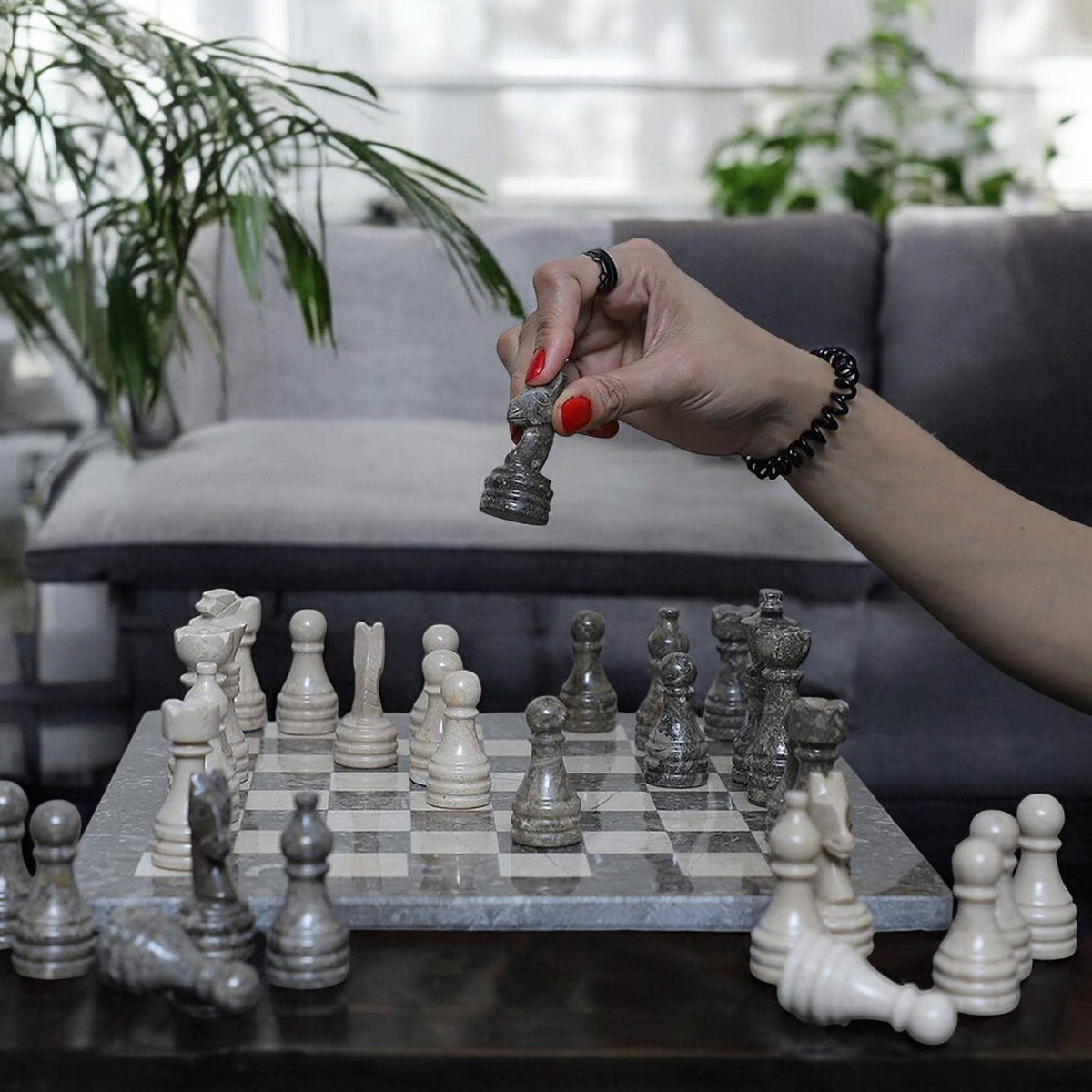 Marble chess board | Marble Chess sets | Artistic board game | Gray ...
