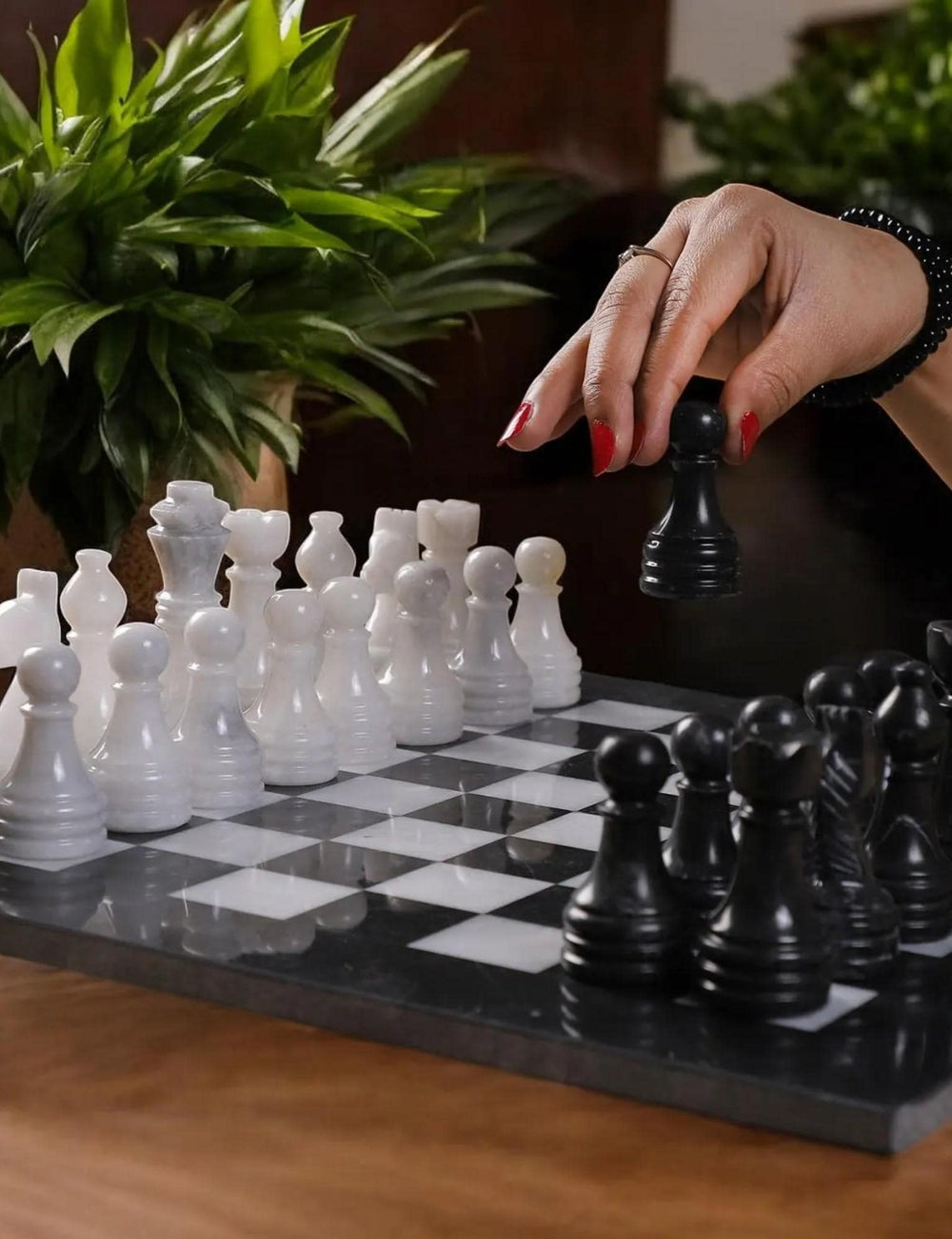 Marble chess board game | Marble chess sets | Black & White | Gifts for her | Christmas gifts