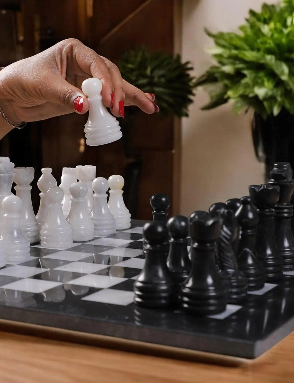 Marble chess board game | Marble chess sets | Black & White | Gifts for her | Christmas gifts