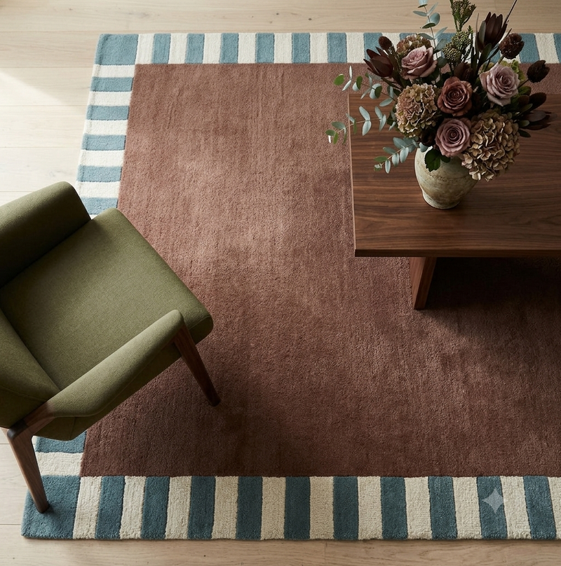 Field Designer Rug - Wine/Teal