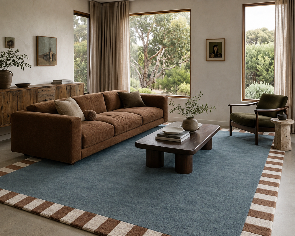 Field Designer Rug - Teal/Wine