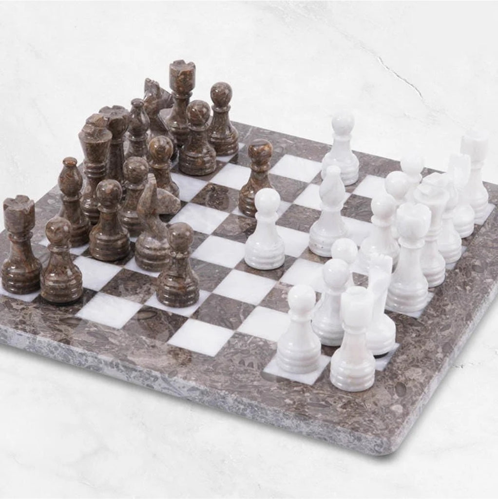 Hand Carved Marble Stone Chess Set - Made in Afghanistan from Afghan Stone - SamaRugs