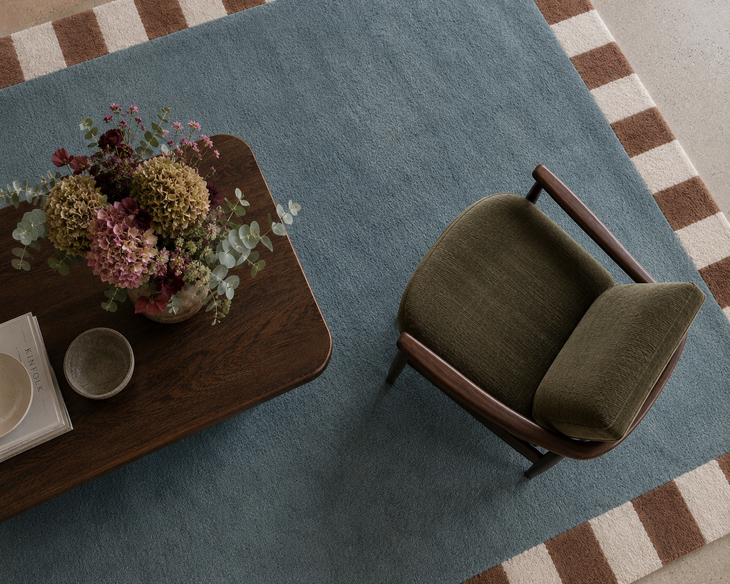 Field Designer Rug - Teal/Wine