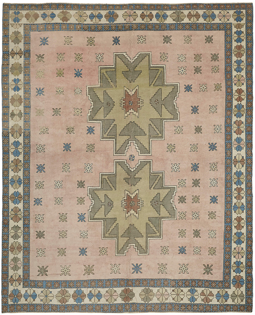 Beige vintage Persian rug 45528, 3.36 x 4.03 metres – full rug